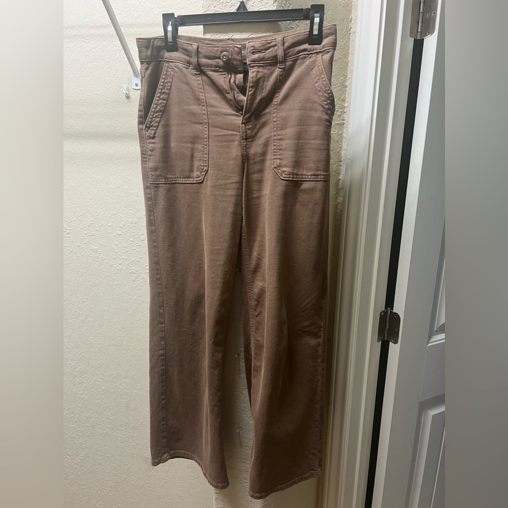 AE Dreamy Drape Stretch Super High-Waisted Baggy Wide-Leg Pant Size 0 short